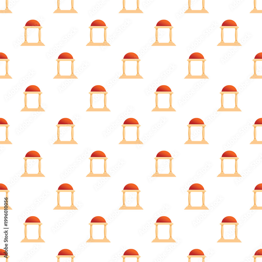 Naklejka premium Architectural rotunda pillars with a red dome creating a seamless pattern