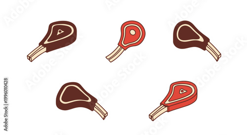 BBQ Lamb Chops Line art vector minimal bold abstract illustration