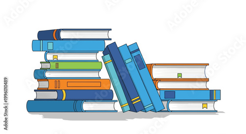 Stack of Colorful Books, Education and Knowledge Concept, Library and Bookstore