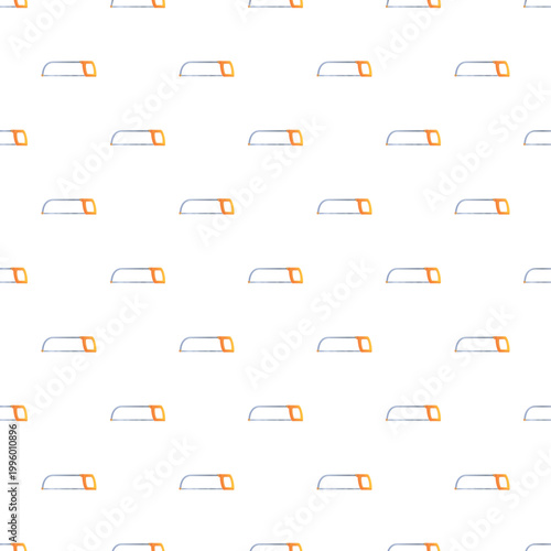 Repetitive hacksaw pattern displaying hand tool design on clean white background