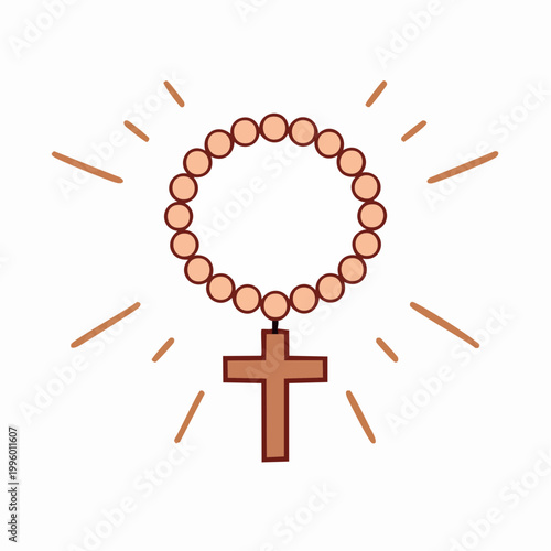 Rosary Beads with Cross Illustration