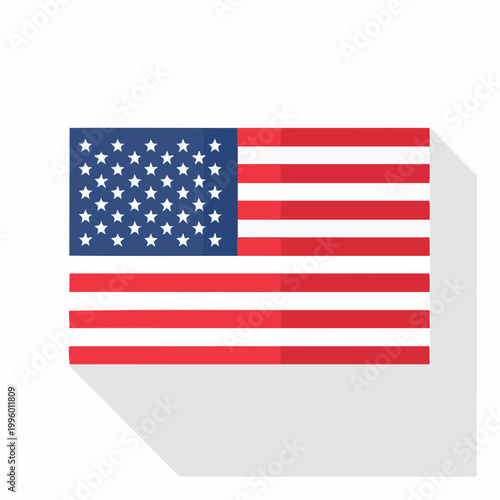 American Flag Flat Design with Shadow