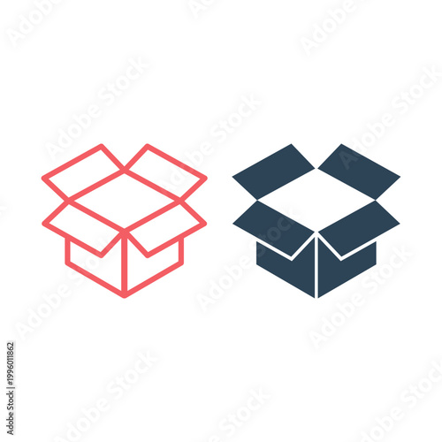 Cardboard icons set trendy design template, Box Packaging symbol illustration.