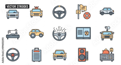 Collection of Car Icons and Transportation Related Graphics.