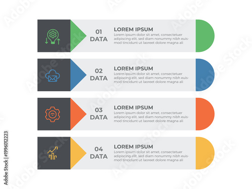 vector illustration infographic design template with 4 steps. Template for process, presentations, layout, banner, brochure.