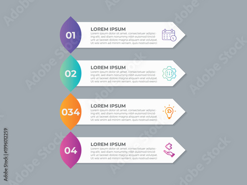 vector illustration infographic design template with 4 steps. Template for process, presentations, layout, banner, brochure.