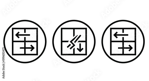 Three circular icons depict different states of package fragility indicating handling precautions high quality professional