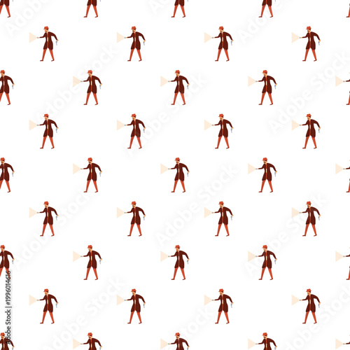 Detective figure searching for evidence with a flashlight, repeating in a seamless pattern