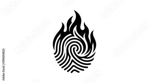 Abstract fire and fingerprint fusion symbol design