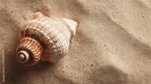 Shell on sand-colored background