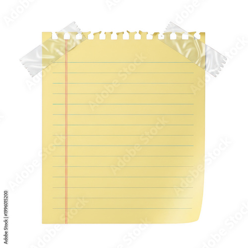 Yellow notepad with paper clips on top