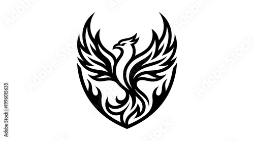 Stylized phoenix emblem graphic design