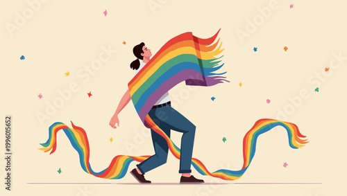 This vibrant, colorful ribbon graphic evokes a sense of celebration and forward momentum. Ideal for branding, marketing materials, or website design t