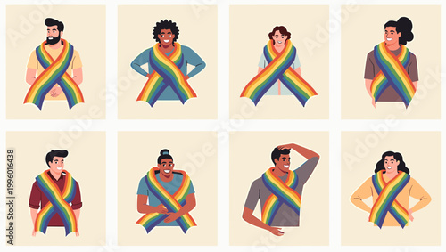 A cheerful illustration conveying support and inclusivity. Perfect for campaigns promoting diversity, acceptance, and community during Pride Month or 