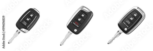 Tableau sur toile Modern Black Electronic Remote Control Car Key Fob Isolated on White Background