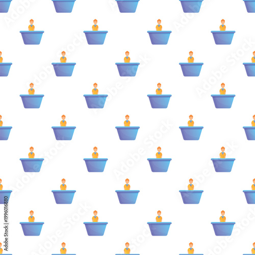 Person standing behind a service counter in a repeating seamless pattern
