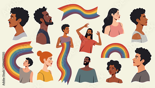 A hopeful and vibrant image depicting a woman embracing a rainbow. Perfect for illustrating themes of optimism, diversity, and self-acceptance in crea