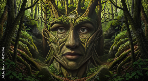 portrait of a young woman in the forest