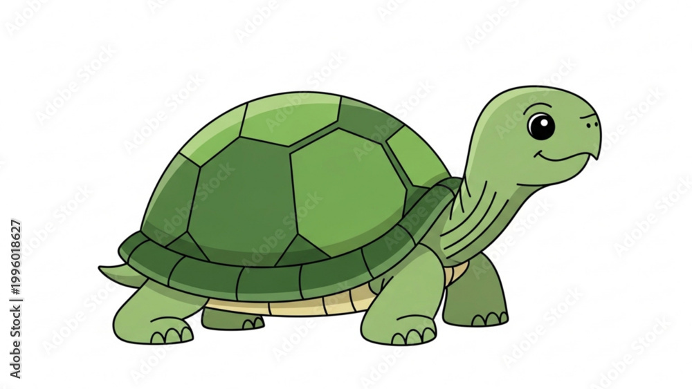 Obraz premium Cute cartoon turtle vector illustration isolated on white background