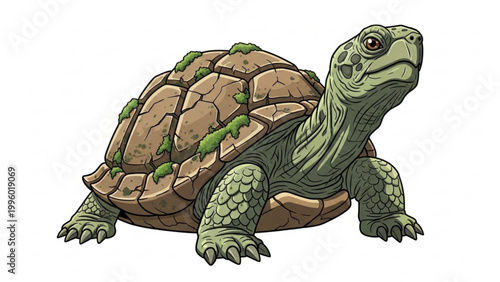 Realistic Tortoise Turtle Animal Illustration Isolated on White Background