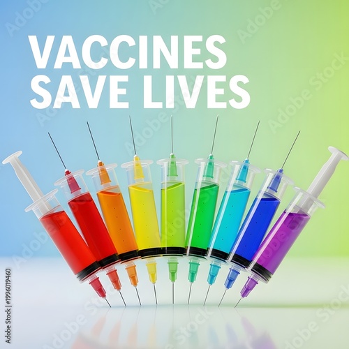 Vaccines Save Lives A Colorful Array of Syringes Representing Hope and Health