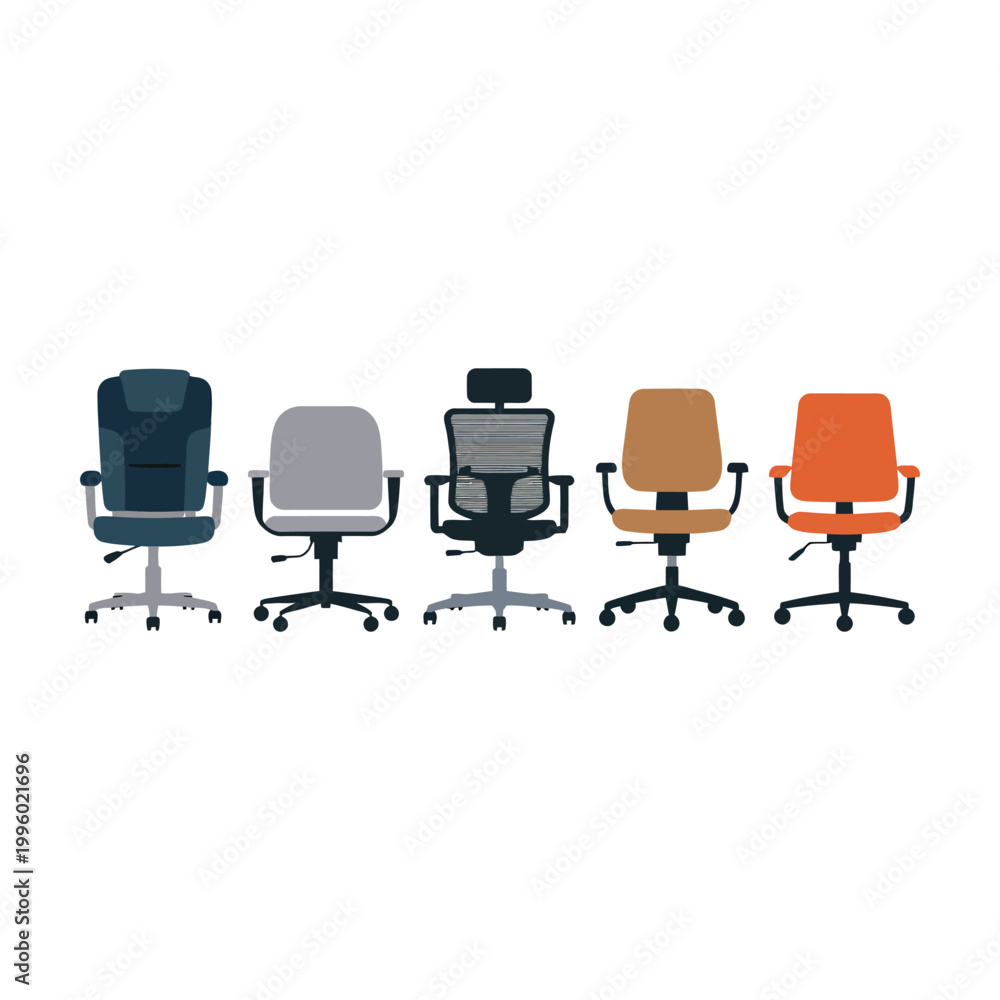 Obraz premium Office chair vector illustrations in various colors and designs