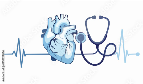 Heart Cardiology ECG Clinical Flat Vector Illustration
