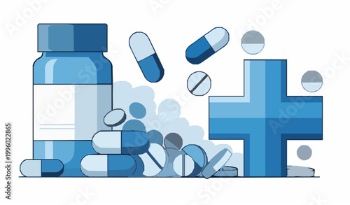 Clinical Pharmacy Prescription Medicine Flat Vector Illustration