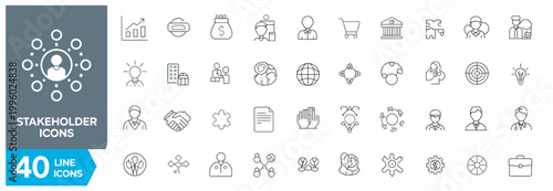 Collection of stakeholder icons representing business, people, and network connections.