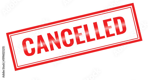 Red cancelled stamp on white background for marking documents  notification