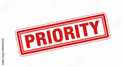 Red priority stamp isolated on white background for business concept