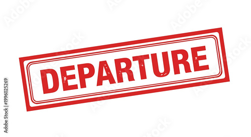 Red departure stamp on white background for travel and transportation purposes