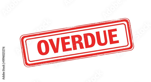 Red overdue stamp with rectangular border and white center