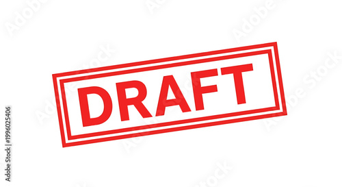 Red draft stamp on white background for indicating preliminary document version