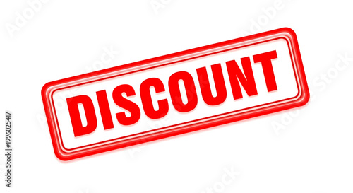 Red rectangular discount stamp with white background and bold text  promotional sale symbol
