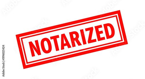 Red Notarized stamp seal on white background for official documents verification