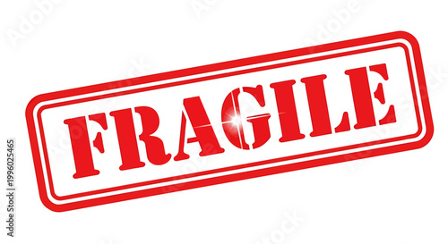 Red fragile stamp with white background and double border