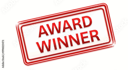 Award winner red stamp on white background for recognition and achievement