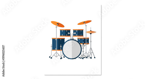 Modern Drum Kit Illustration Rock Band Musical Instrument Vector Art