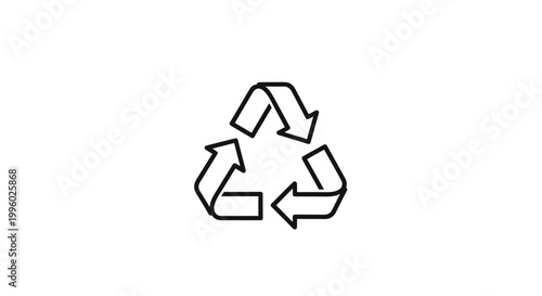 Simple black and white illustration of the universal recycling symbol
