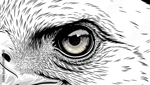 Close-up of an Eagle's Eye, Detailed Feather Texture, Majestic Bird of Prey