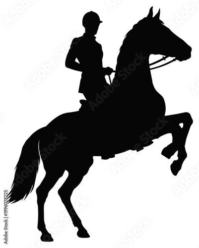 Horse Rider Rearing Silhouette Vector Illustration, Isolated on Transparent Background