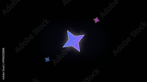 Abstract Star Graphic Elements with Neon Pink and Blue Gradient on Black Background