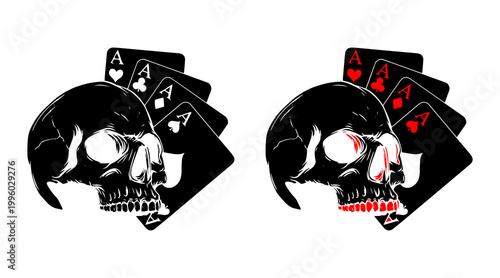 Skull Poker Cards Icon – Risk Casino Vector eps10