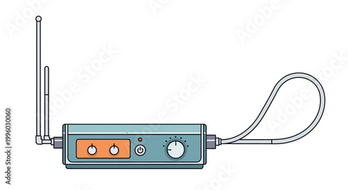 Flat design illustration of a wireless transmitter with antenna