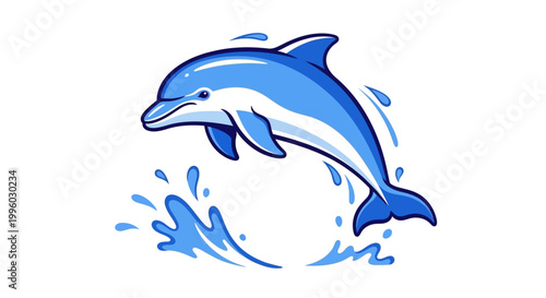 Blue dolphin jumps out of the water