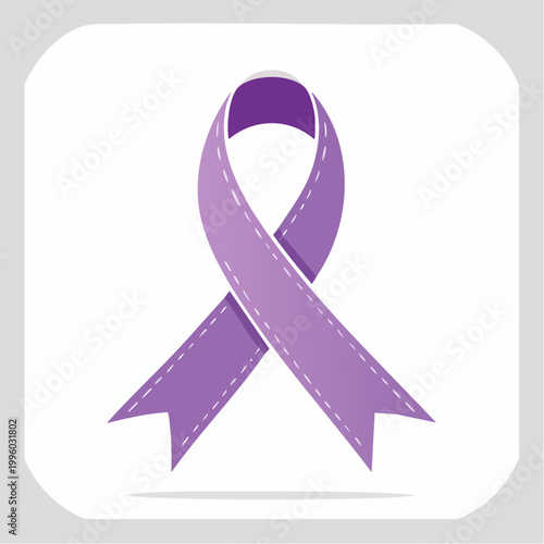 Purple awareness ribbon with stitching detail