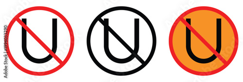 U Turn Not Allowed Road Sign with Red Circle Restriction Vector.