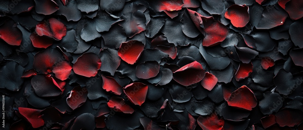 Red and black rose petals dark floral background texture