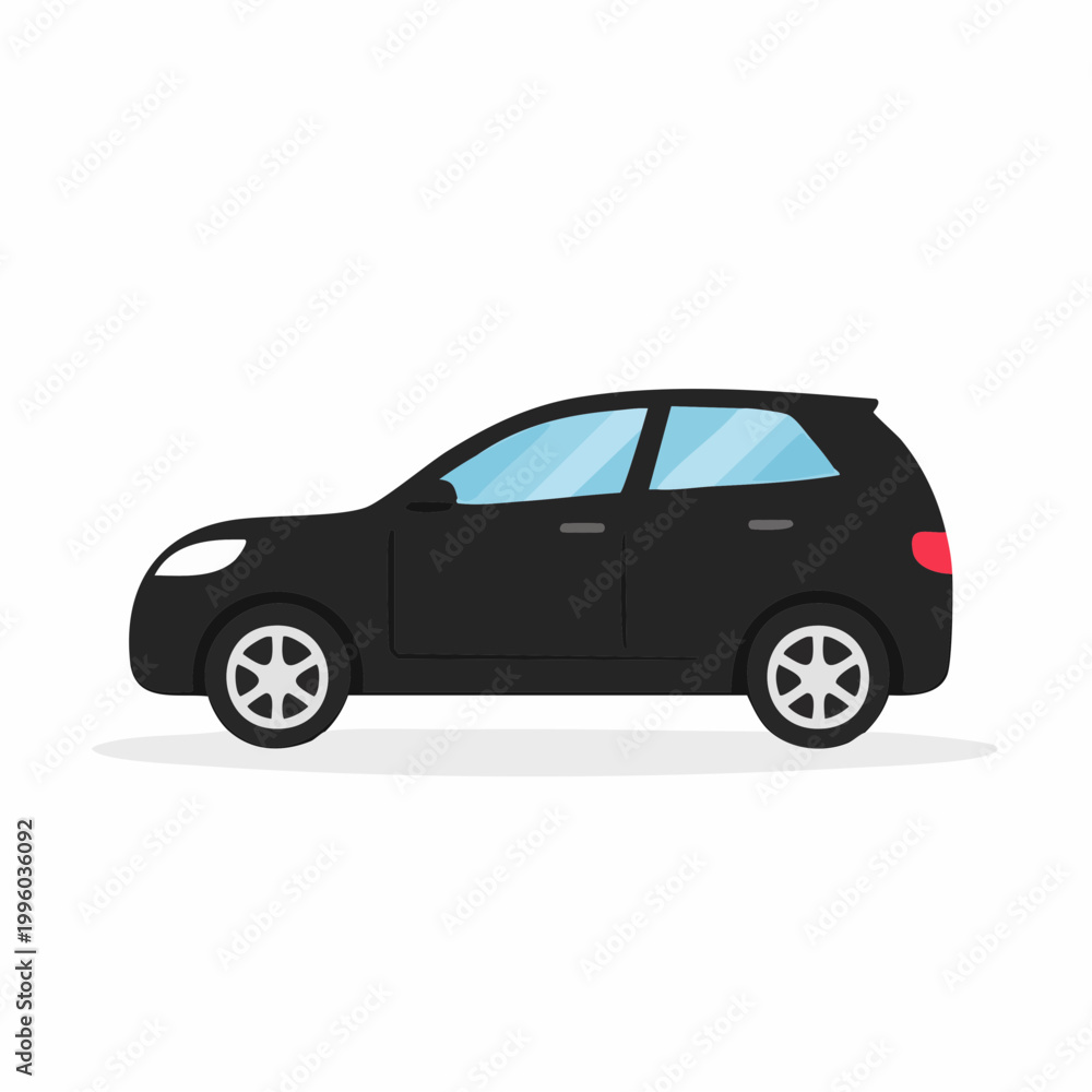 Obraz premium Black Hatchback Car Illustration